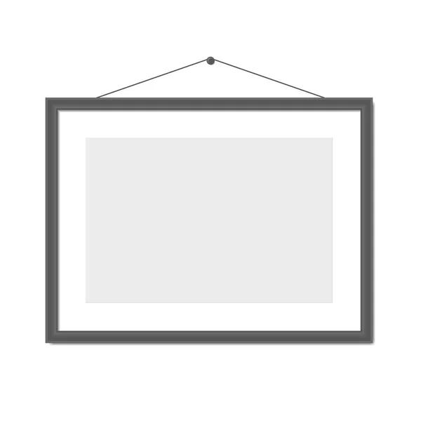 Black Blank Frame on White Background Wall. Vector — Stock Vector