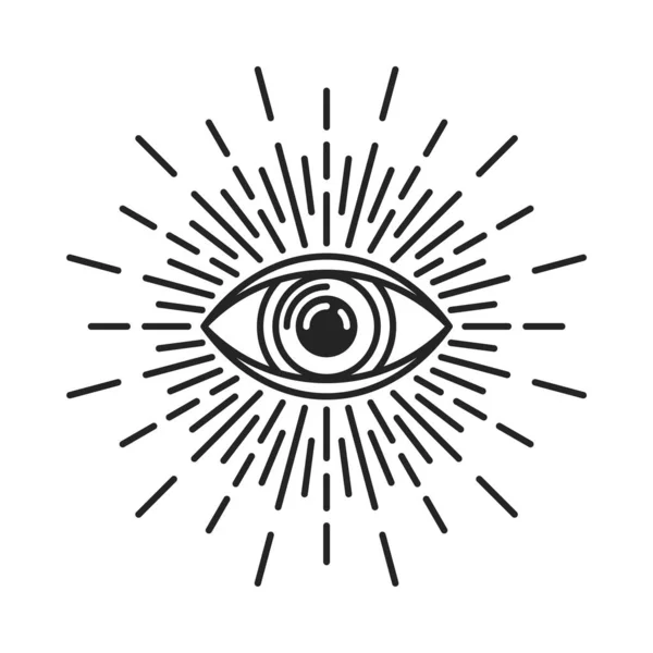 Masonic Eye of Providence Sign di White Background. Vektor - Stok Vektor