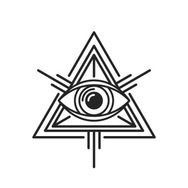 Beyaz Arkaplanda Takdir-i İlahi Masonik İşareti. Vektör