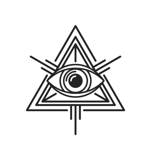 Eye of Providence Masonic Sign di White Background. Vektor - Stok Vektor