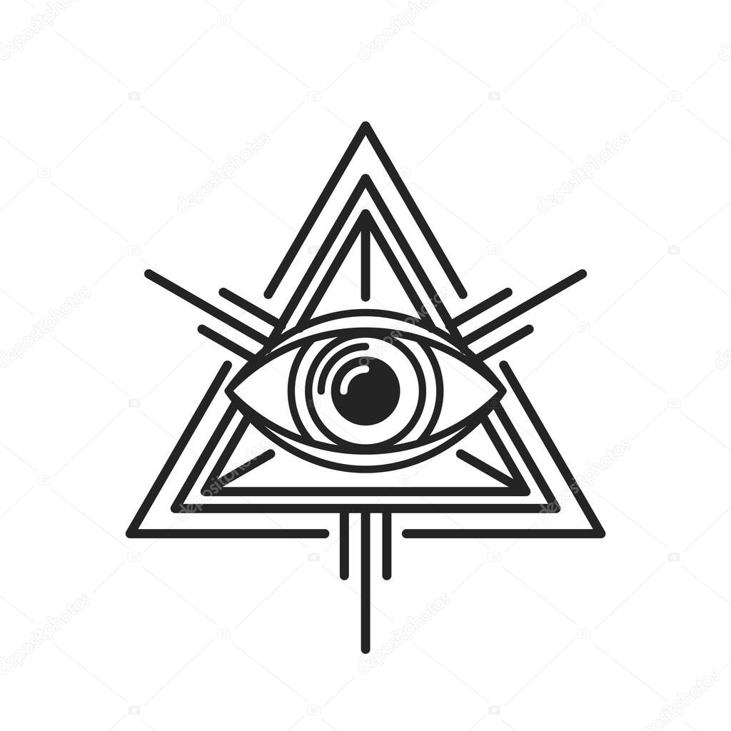 Eye of Providence Masonic Sign on White Background. Vector illustration