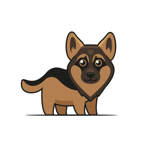 Duitse herder. Leuke hond Ikoon. Cartoon op witte achtergrond Vector — Stockvector