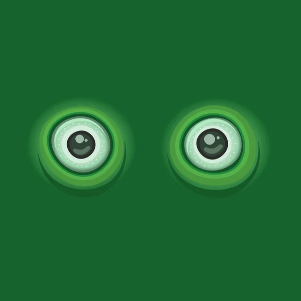 Fondo verde con ojos de dibujos animados. Vector — Vector de stock