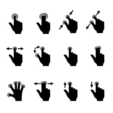 Gesture Icons Set for Mobile Touch Devices. Vector clipart