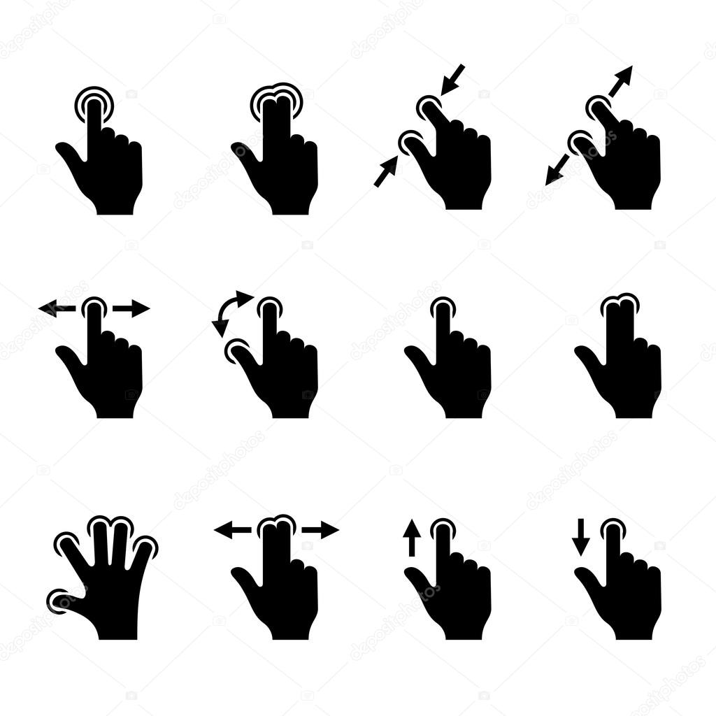 Gesture Icons Set for Mobile Touch Devices. Vector