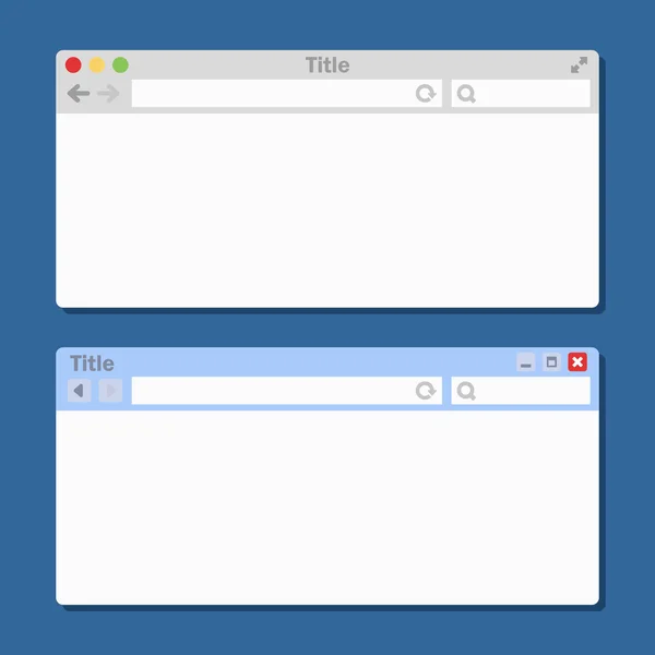 Deux fenêtres de navigateur vierge différentes. Vecteur — Image vectorielle