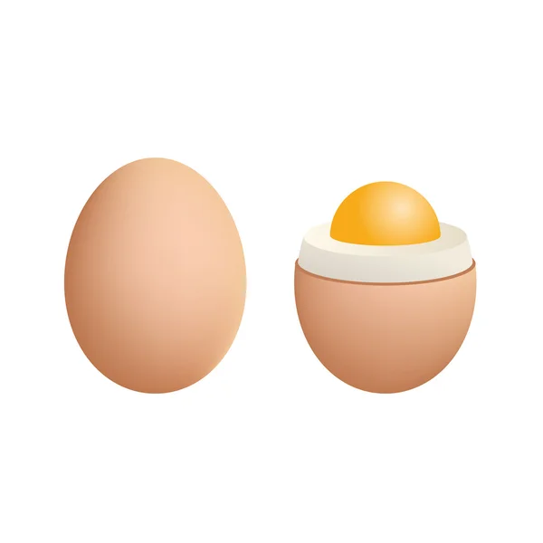 Broken Boiled Egg Isolated on White Background. Vector — Stock Vector