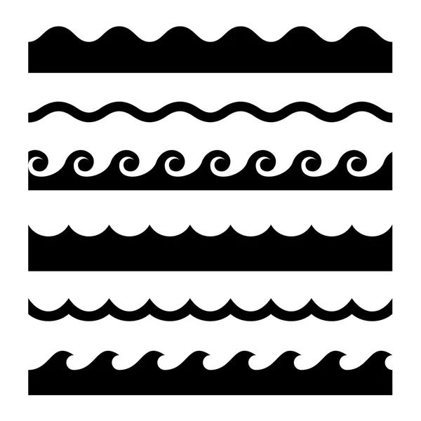 Seamless Wave Pattern Set. Vector Template — Stock Vector