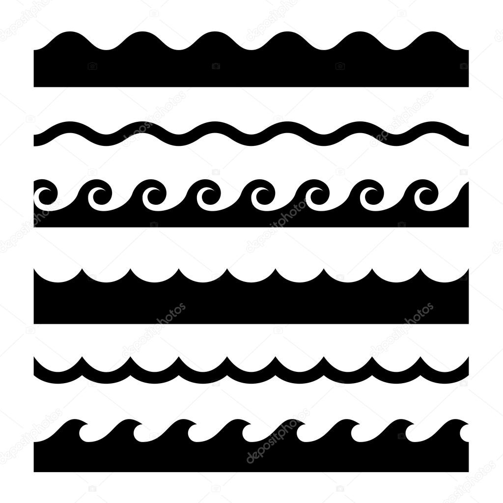 Seamless Wave Pattern Set. Vector Template