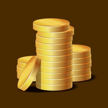 koyu zemin üzerine altın sikke yığını. vektör