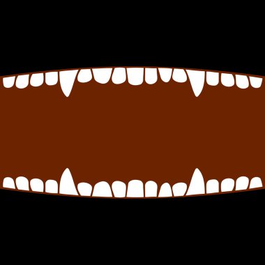 Vampir dişleri olan ağız. Cadılar Bayramı arka plan. vektör