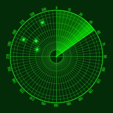 Green Radar Screen. Vector clipart