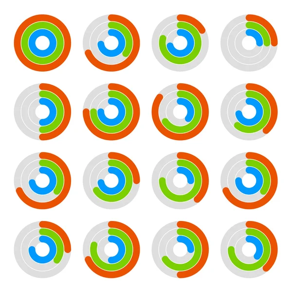 Set of Circular Colored Progress Diagram. Vector — Stock Vector