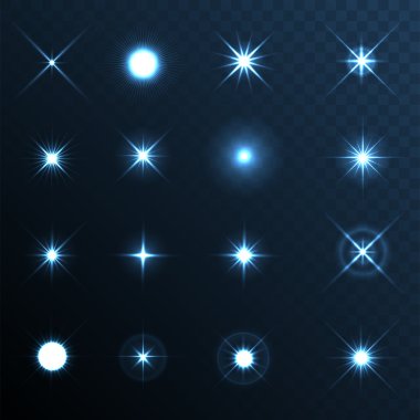Light Glow Flare Stars Effect Set. clipart