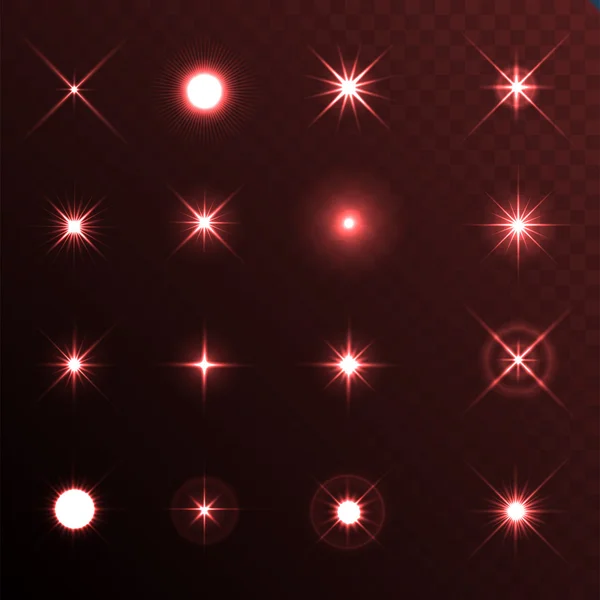 Luz resplandor brillo estrellas efecto conjunto . — Vector de stock