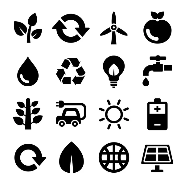 Set di icone Ecologia e Riciclaggio. Vettore — Vettoriale Stock