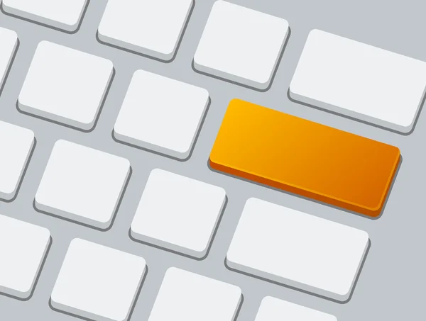 Gros plan du clavier avec un bouton orange vide. Vecteur — Image vectorielle