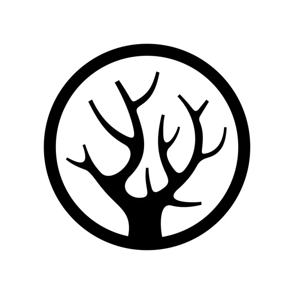 Logotipo de árvore simples decorativa no círculo. Vetor —  Vetores de Stock