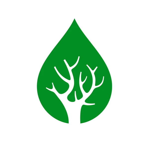 Arbre écologique à l'intérieur du logo Drop, isolé sur fond blanc, vecteur — Image vectorielle