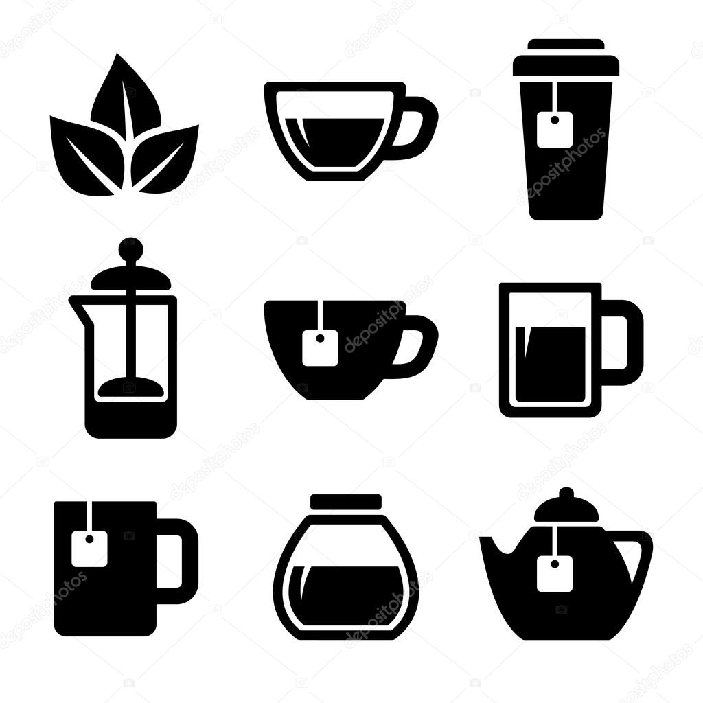 Tea Icons Set. Vector.