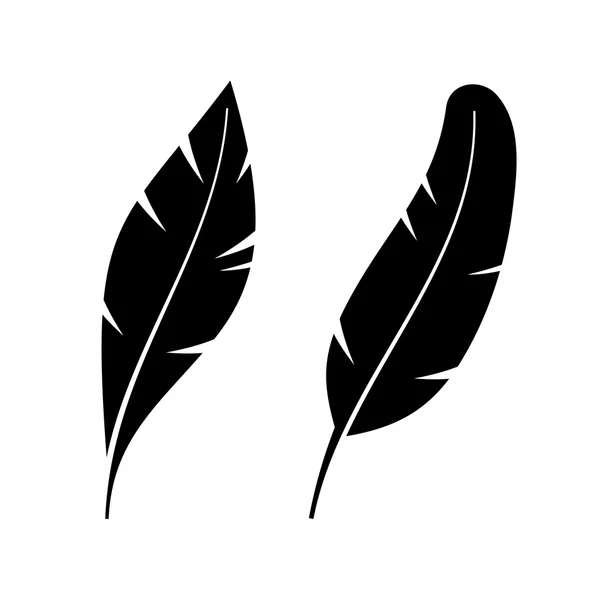 Two Icon Style Feathers. Vector — Stock Vector