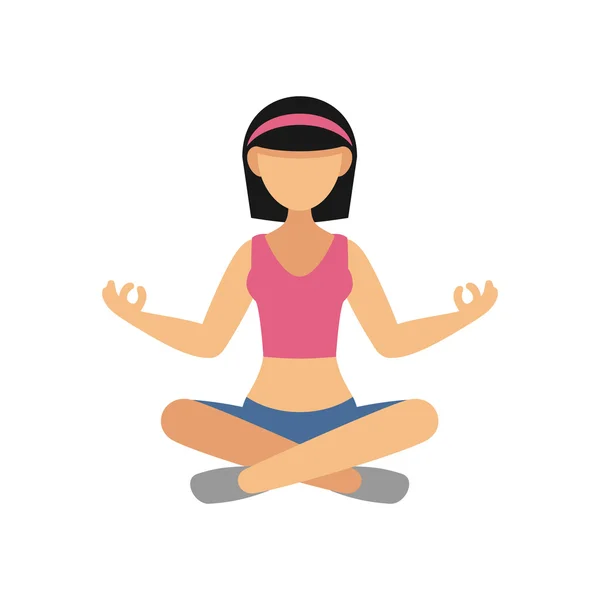 Mujer en Pose Practicando Yoga. Vector — Vector de stock