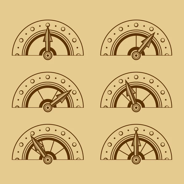 Set of Indicators in Retro Style. Vector — Stock Vector