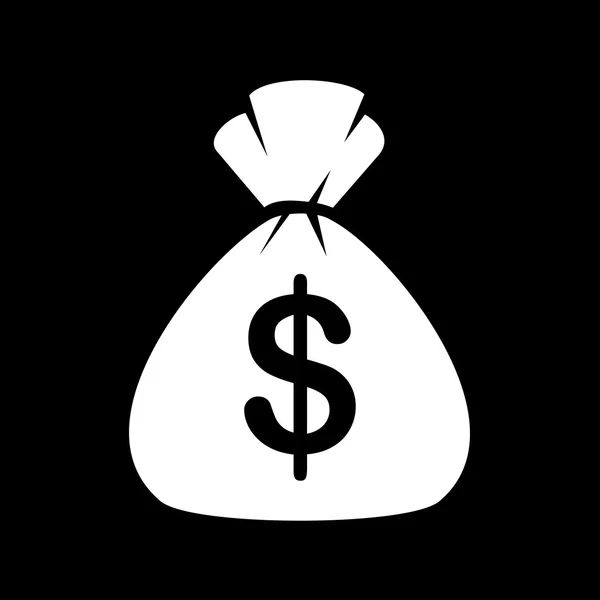 Icono de bolsa de dinero sobre fondo negro. Vector — Vector de stock