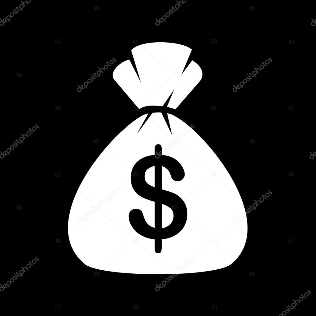 Money Bag Icon on Black background. Vector