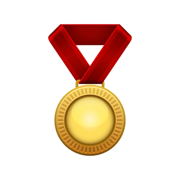 Goldmedaille mit roter Schleife. — Stockfoto