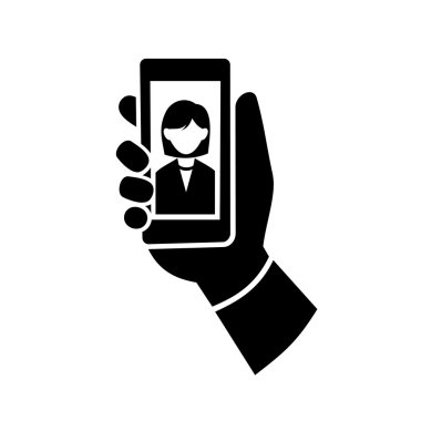 Kadın yapma Selfie fotoğraf simge. Vektör