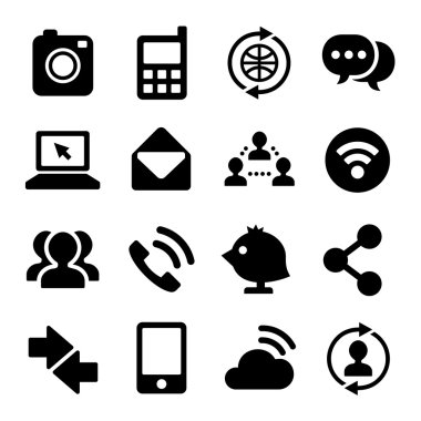 İletişim ve Internet simgeler kümesi. Vektör