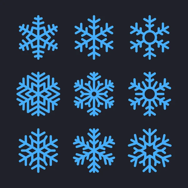 Fiocchi di neve Set per Natale design invernale. Vettore — Vettoriale Stock