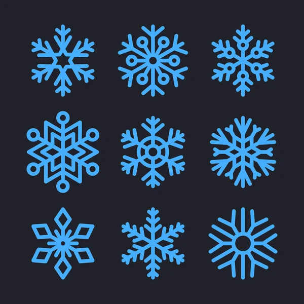 Schneeflocken Set für Weihnachten Winter Design. Vektor — Stockvektor