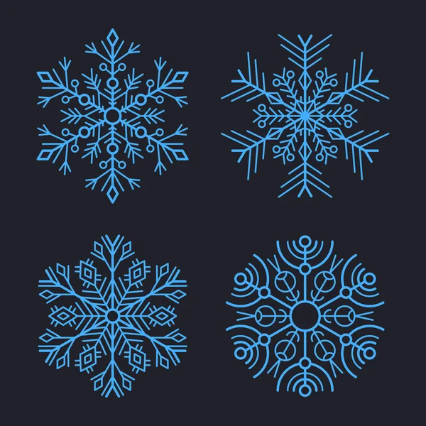Fiocchi di neve Set per Natale design invernale. Vettore — Vettoriale Stock