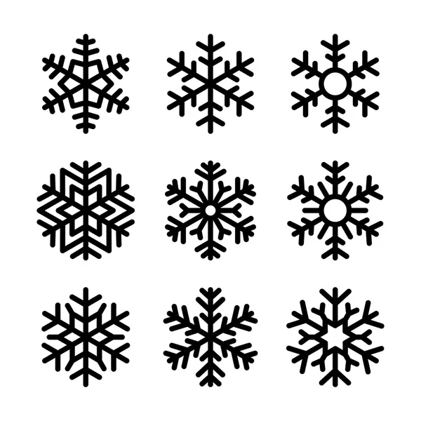 Snowflake Icons Set on White Background. Vector — Stock Vector