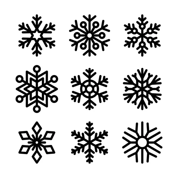 Snowflake Icons Set on White Background. Vector — Stock Vector