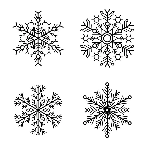 Icone con fiocco di neve impostate su sfondo bianco. Vettore — Vettoriale Stock