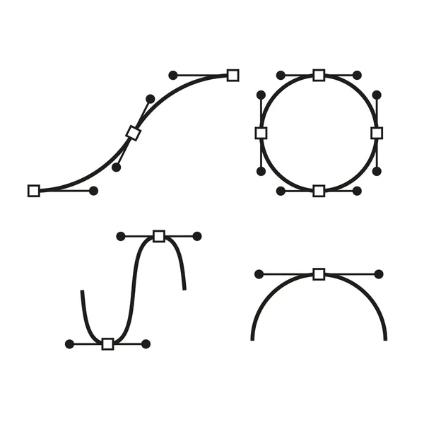 Bezier-Curve Icons Set. Ontwerper gereedschap. Vector — Stockvector