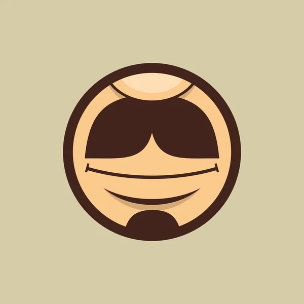 Boca sonriente con bigote en vectores circulares — Vector de stock