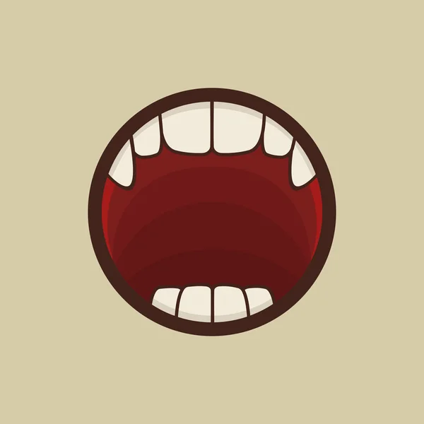 Boca abierta de vampiro con vector de dientes — Vector de stock