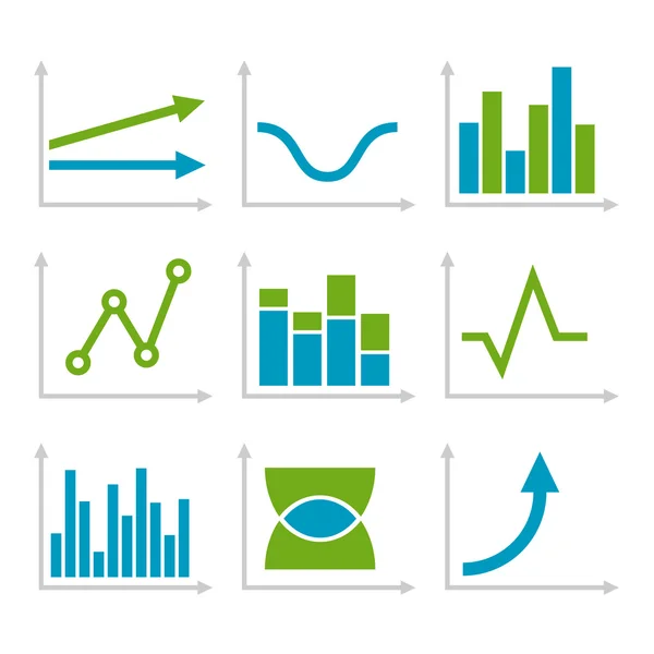 Gráfico de cores Gráfico Ícones Set. Vetor —  Vetores de Stock