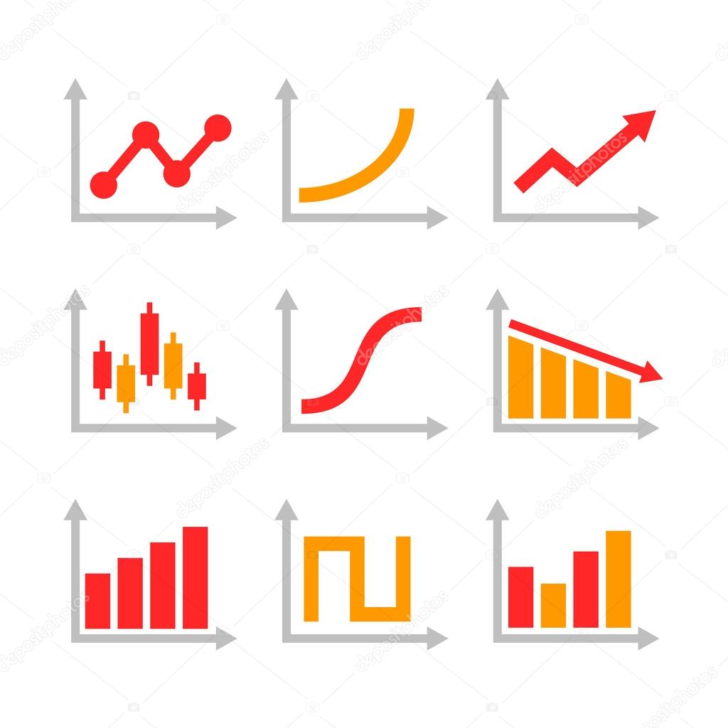 Color Graph Chart Icons Set. Vector