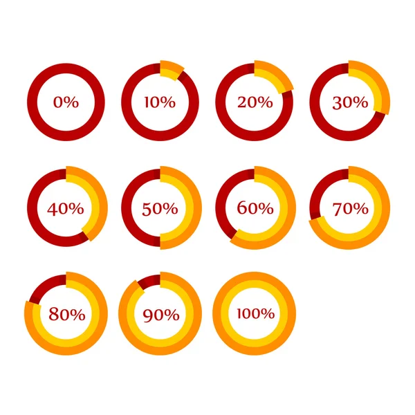 Diagrama Percentual Elementos de Design de Apresentação. Conjunto de anéis de gráfico infográfico. Vetor — Vetor de Stock