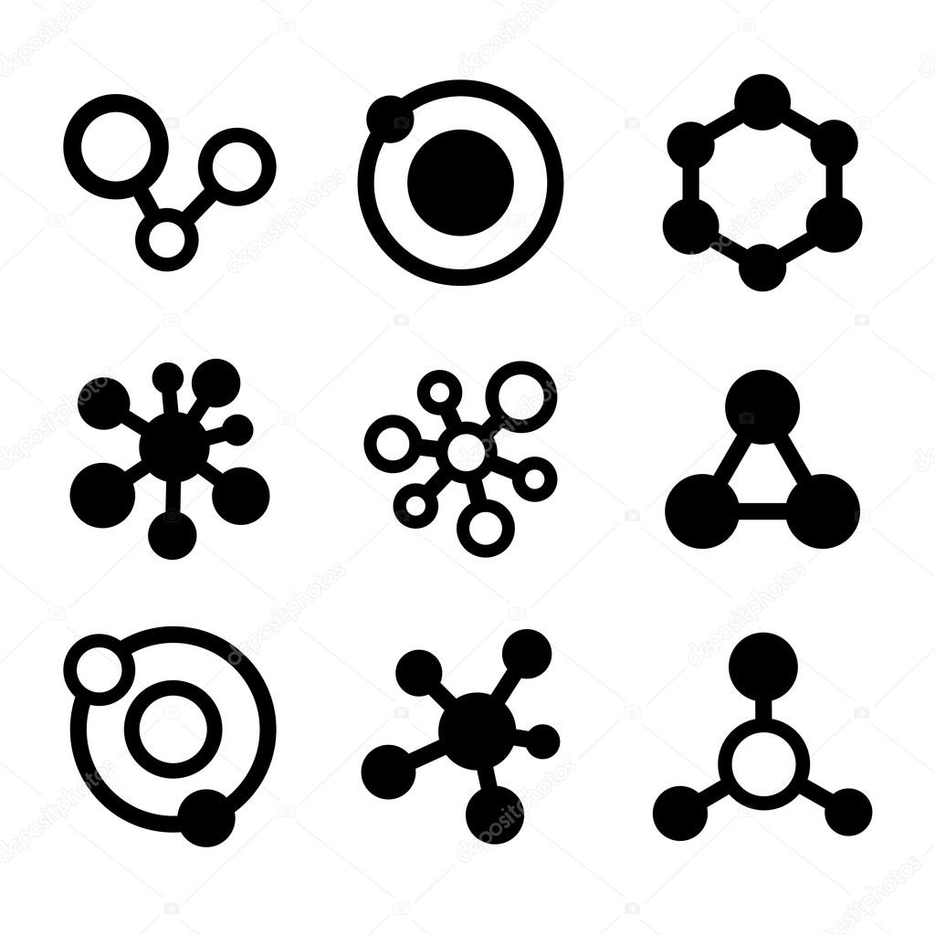 Molecule Icons Set Isolated On White Background. Vector