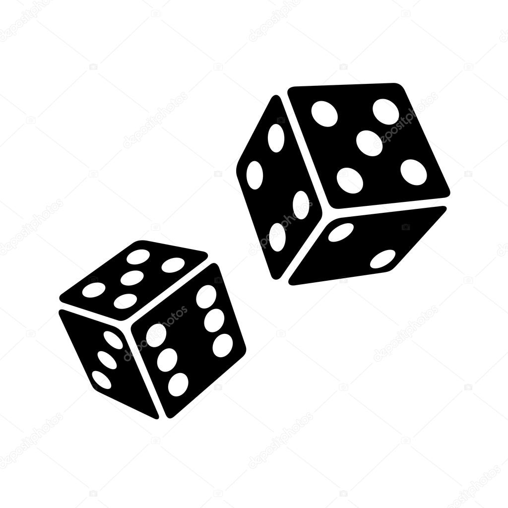 Two Black Dice Cubes on White Background. Vector