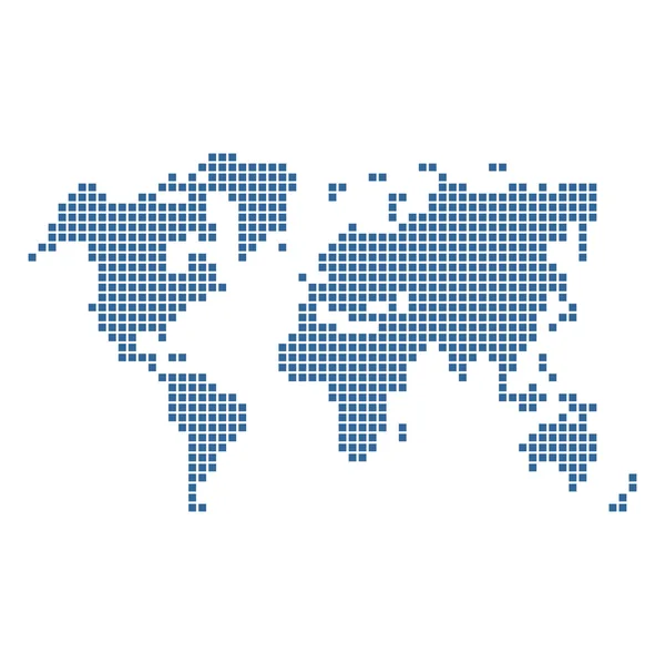 Tečkovaná modrý svět mapa izolované na bílém. vektor — Stockový vektor