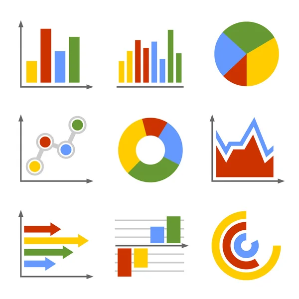 Gráfico de negócios de cor e conjunto de gráficos —  Vetores de Stock