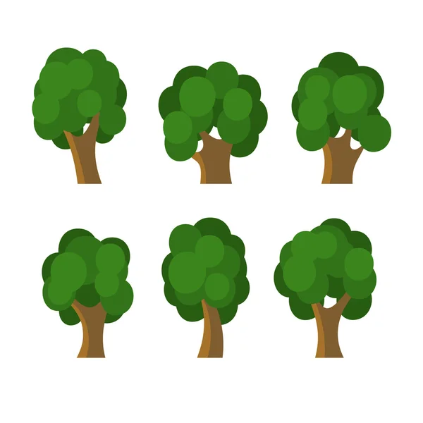 Ensemble de différentes icônes d'arbres verts. Vecteur — Image vectorielle