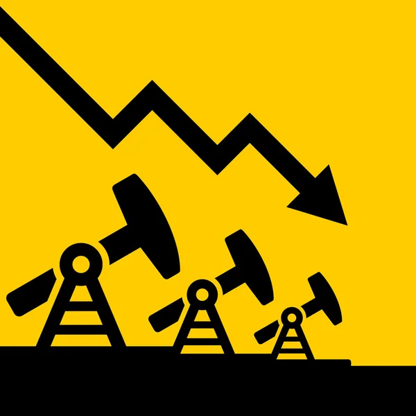 Gráfico de caída del precio del petróleo. Vector — Vector de stock